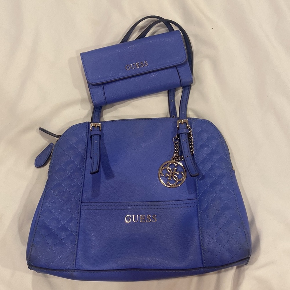 Blue Guess Handbag with Matching Wallet